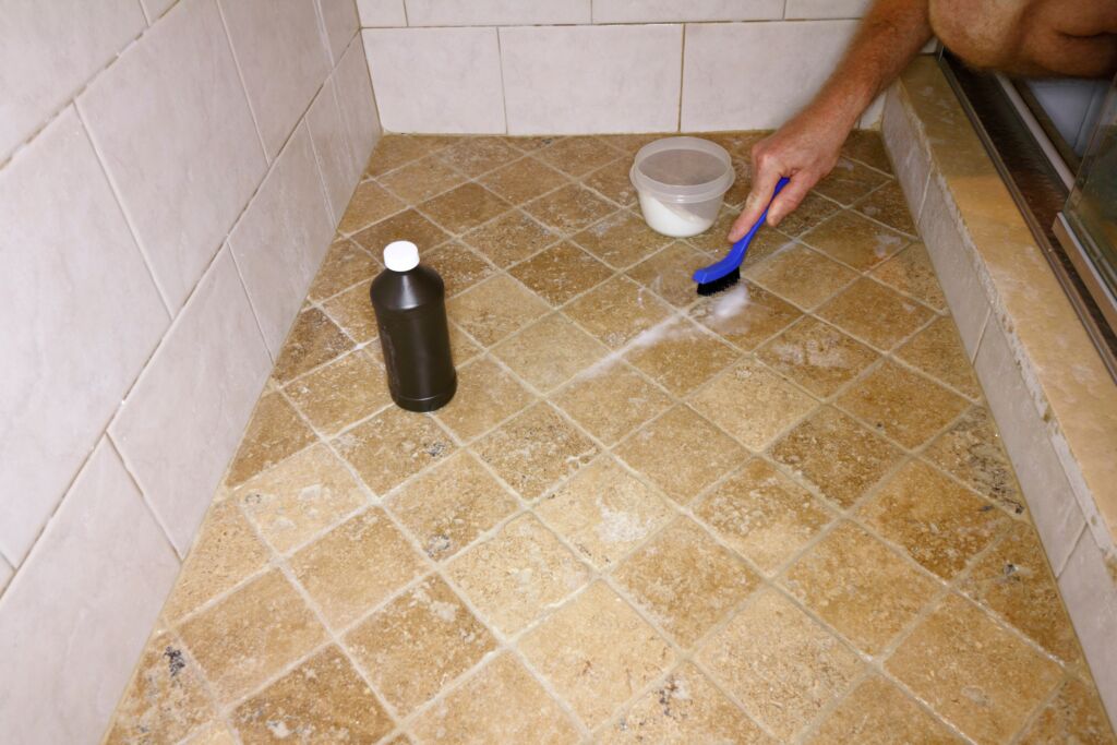 Grout Cleaning with Active Oxygen